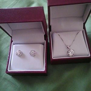 Diamond earrings and necklace
